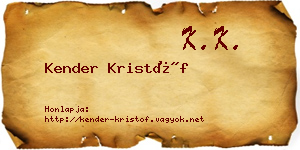 Kender Kristóf névjegykártya